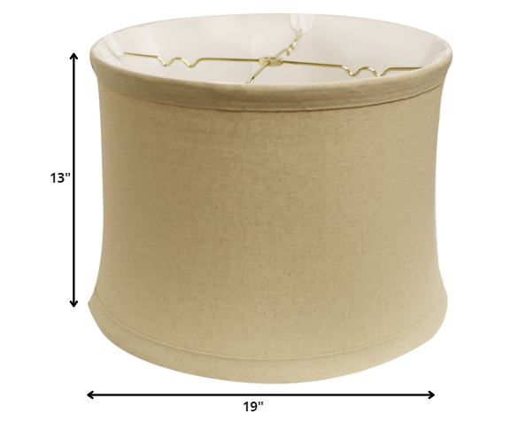 HomeRoots 19" Drum Trimmed Linen Lampshade in Rosewood Finish