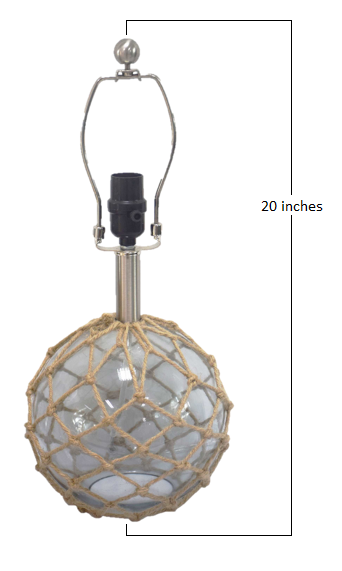 HomeRoots 20" Clear Glass Bedside Table Lamp With Net Finish