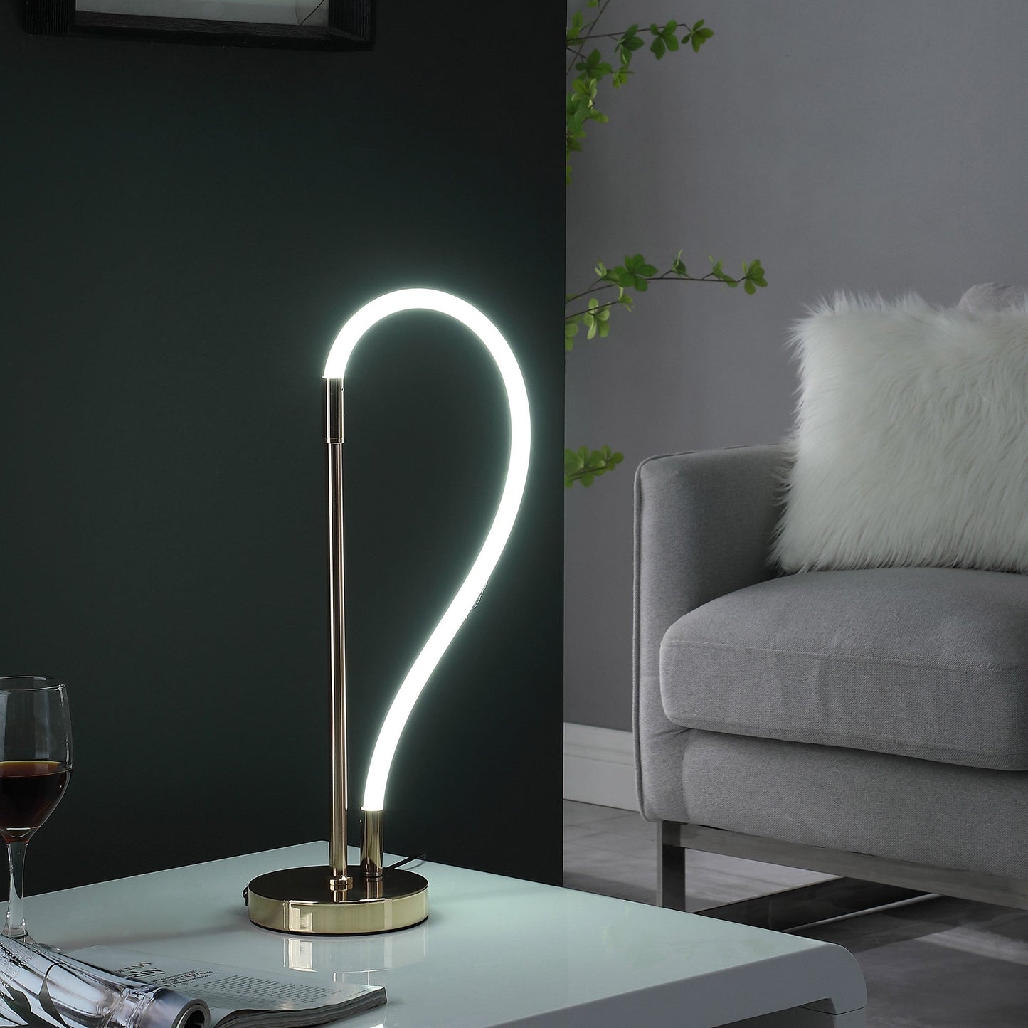 HomeRoots 21" Bedside LED Table Lamp in Gold Finish