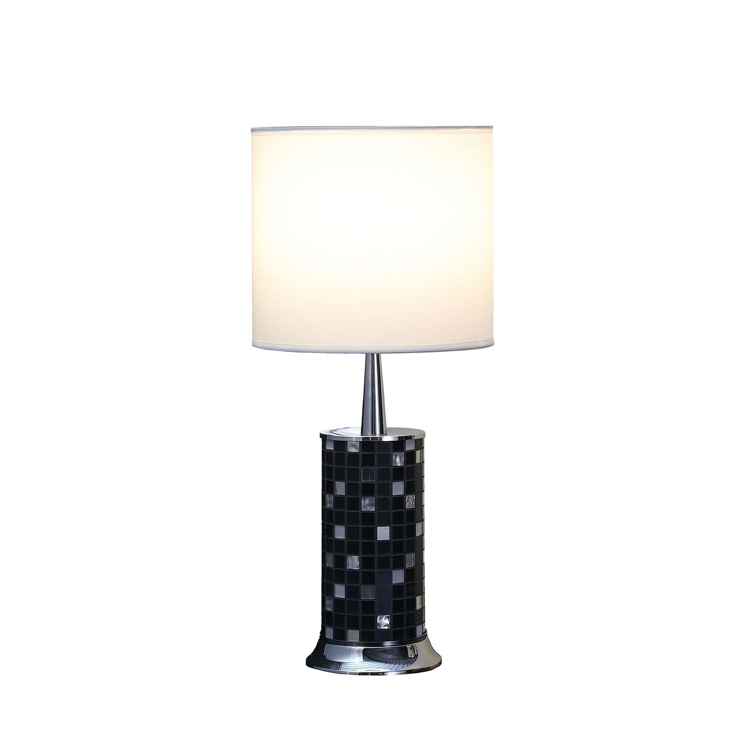 HomeRoots 24” Dark Tones Metal Table Lamp With Glass Mosaic Finish