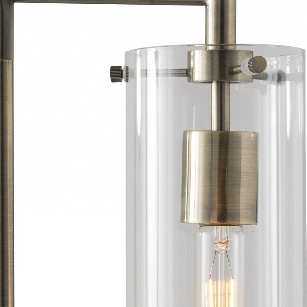 HomeRoots 24" Novelty With Clear Cylinder Shade in Antique Brass Finish