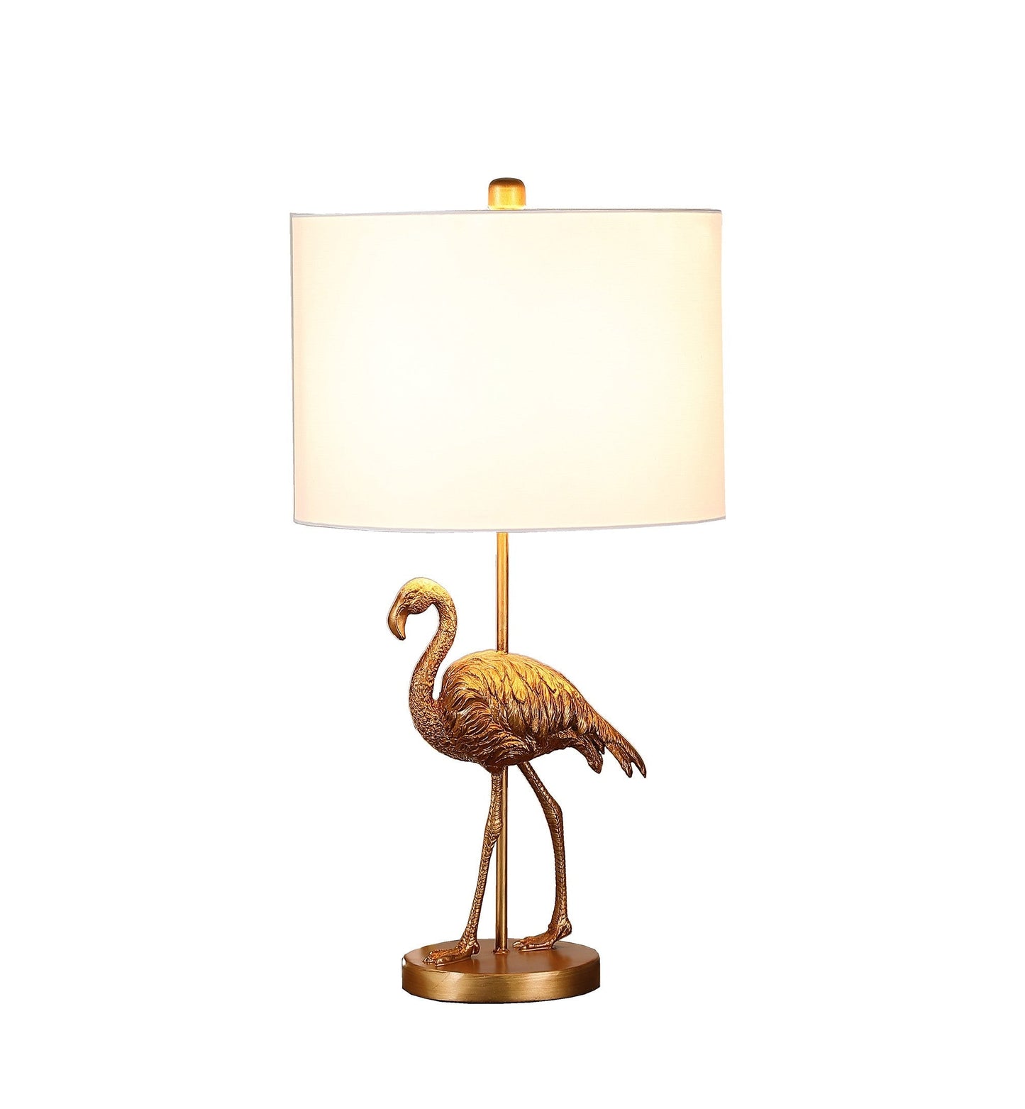 HomeRoots 26” Resin Flamingo Table Lamp in Antiqued Gold Finish