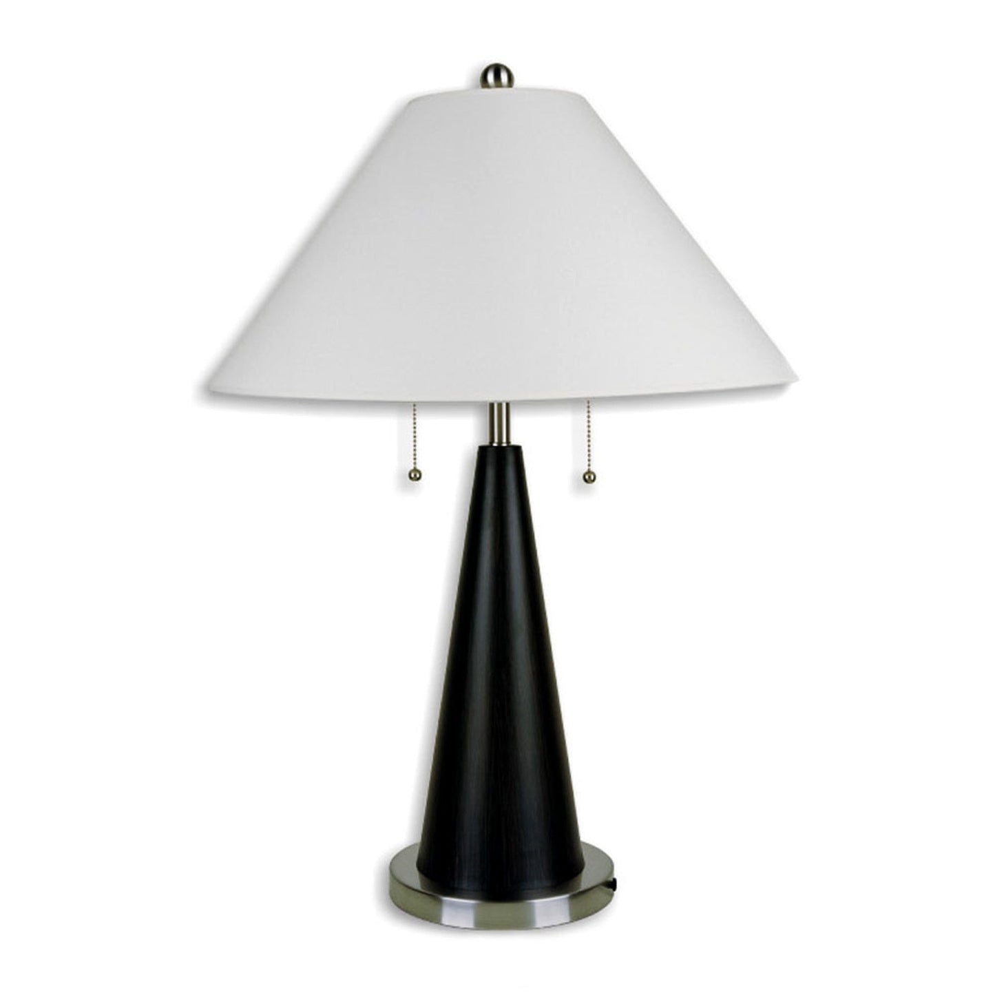 HomeRoots 28" Bedside Table Lamp With White Shade and Black Metal Finish