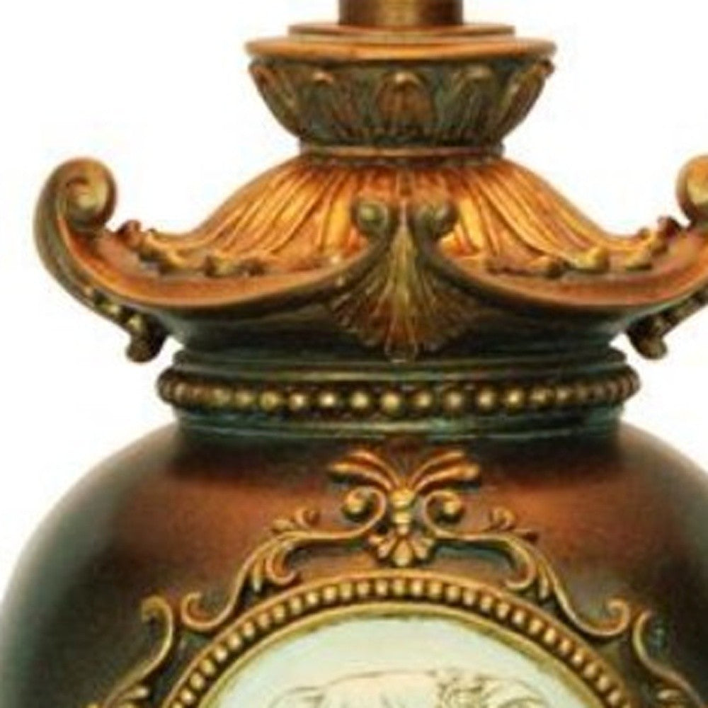 HomeRoots 29" Classical Greek Style Table Lamp with Espresso Brown Finish