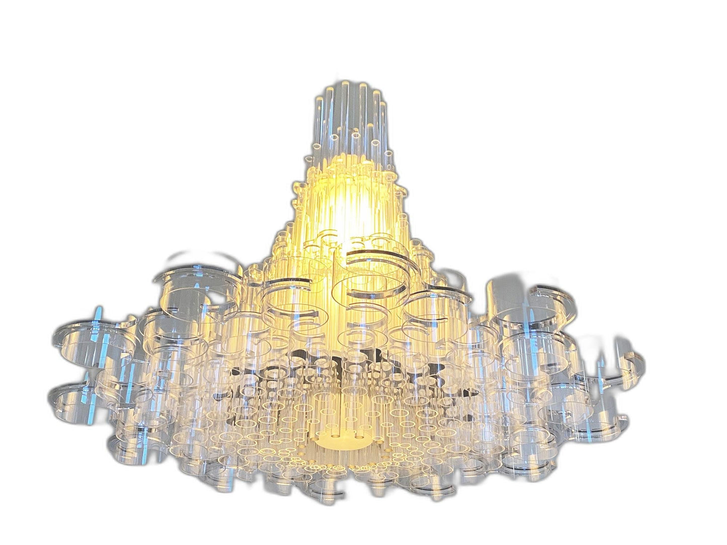 HomeRoots 39" x 39" x 70" Acrylic Pendant Lamp in White Finish