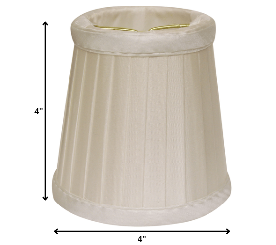 HomeRoots 4" Slate Grey Slanted Pleat Chandelier Silk Lampshades in Set of 6