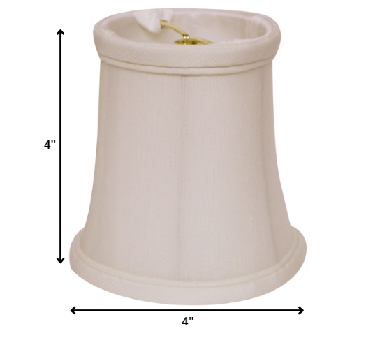 HomeRoots 4" White Slanted Chandelier Tissue Shantung Lampshades in Set of 6
