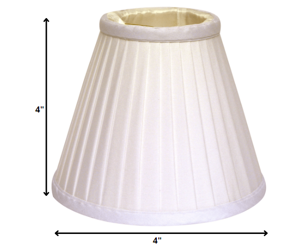 HomeRoots 4" White Slanted Pleat Chandelier Silk Lampshades in Set of 6