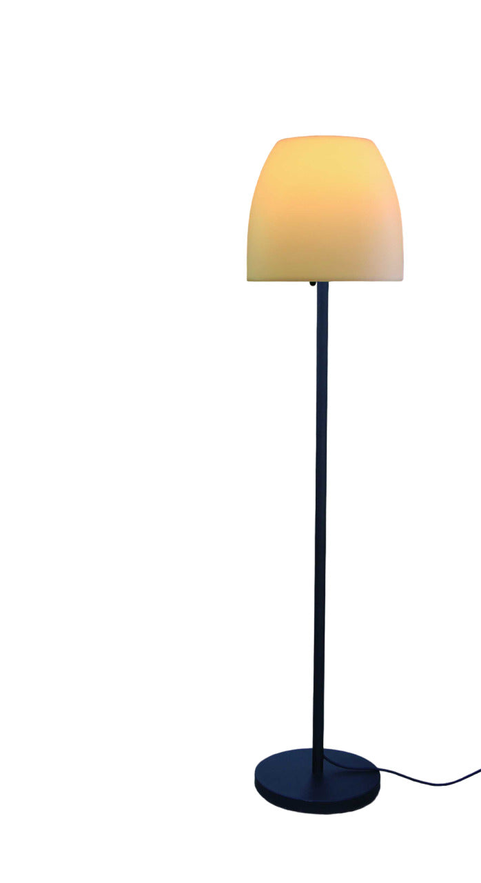 HomeRoots 60" Traditional Shaped Floor Lamp With White Bowl Shade and Black Finish