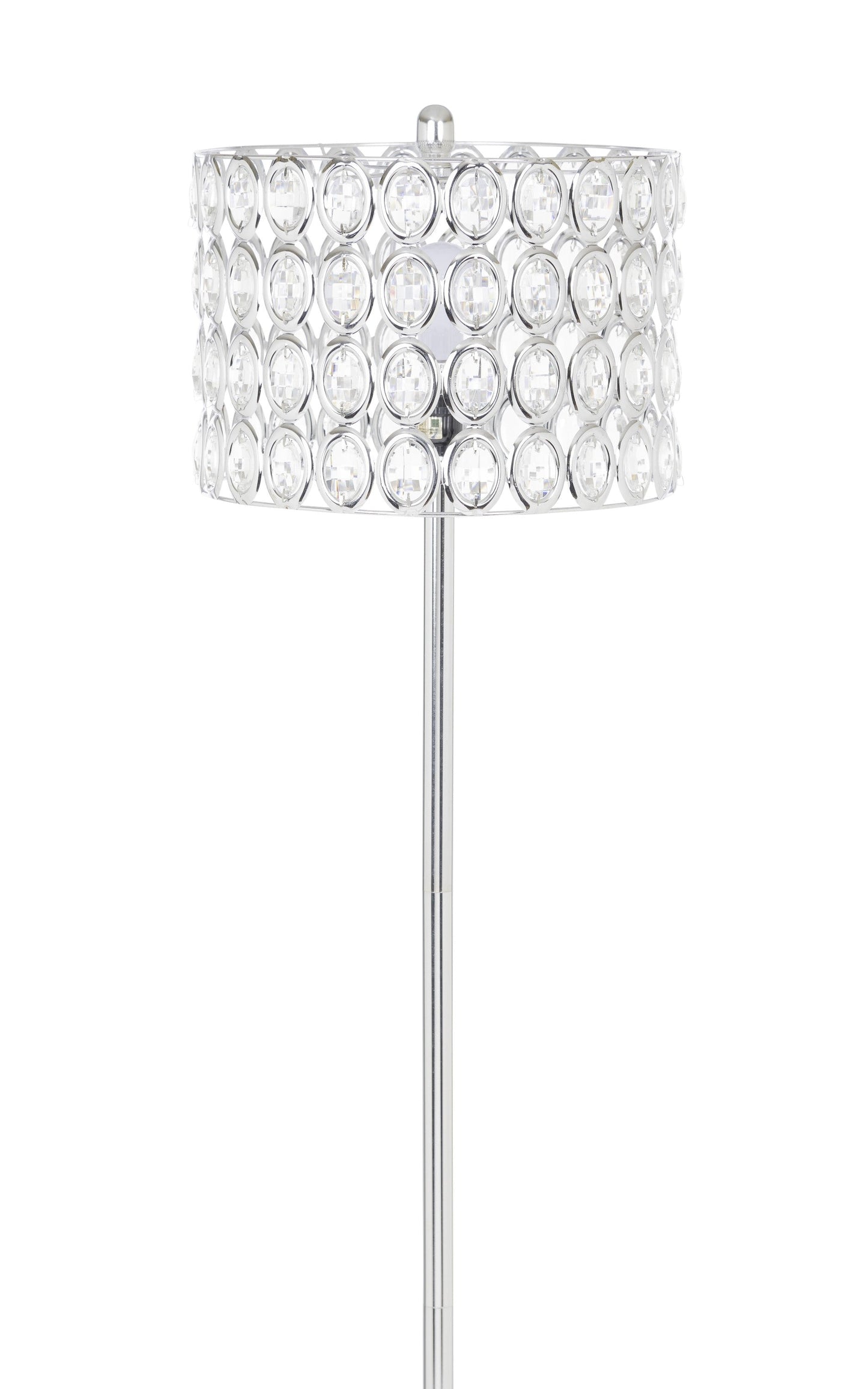 HomeRoots 62" Round Shade Crystal Glam Floor Lamp With Silver Finish