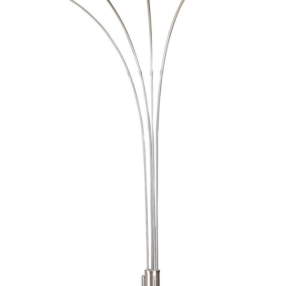 HomeRoots 88" Steel Four Light Arched Floor Lamp With Silver Dome Shade