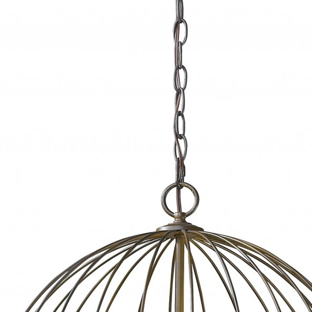 HomeRoots Aria 6-Light Globe Pendant in Oil-Rubbed Bronze Finish With Mother Of Pearl Accents