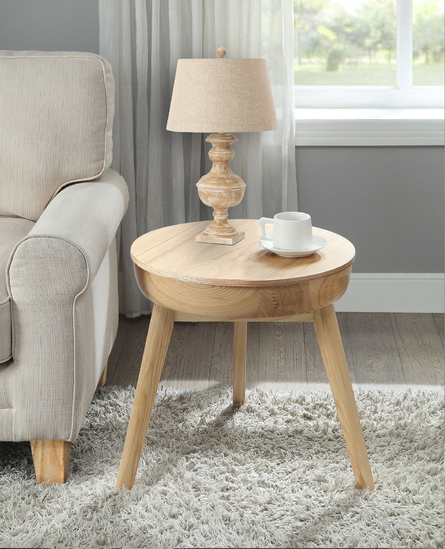 HomeRoots Beige Traditional Vase Table Lamps in Set of Two