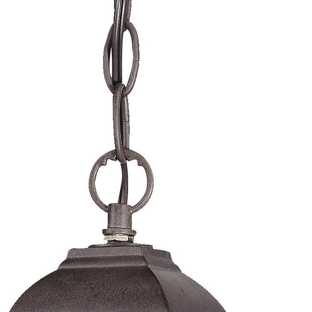 HomeRoots Beveled Glass Outdoor Hanging Light in Antique Brown Finish