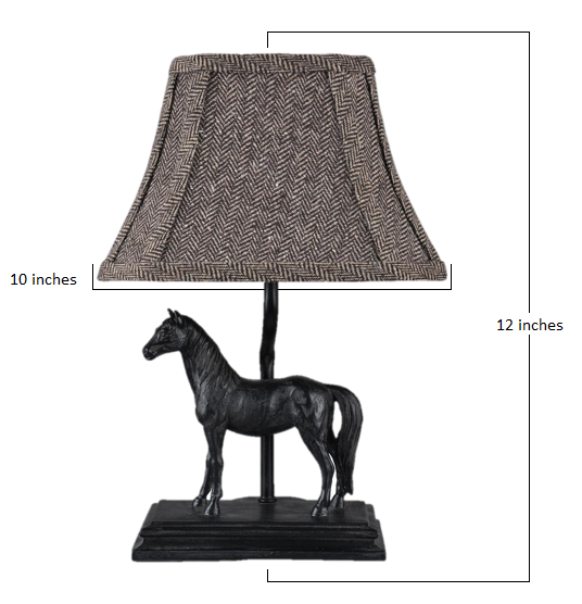 HomeRoots Black Stallion Accent Lamp With Brown Bell Lamp