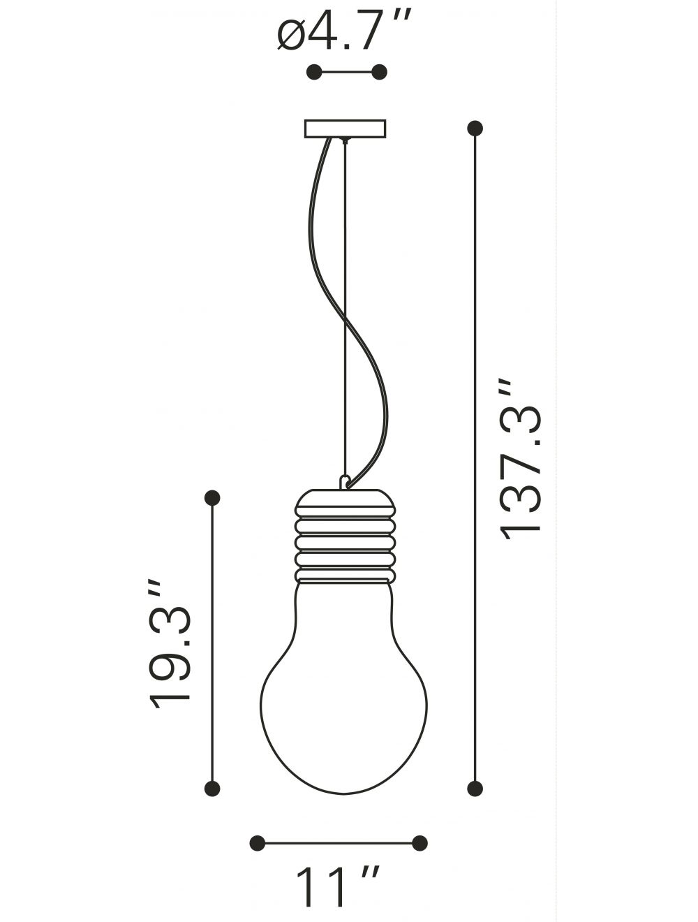 HomeRoots Bulb Ceiling Lamp in Silver Finish