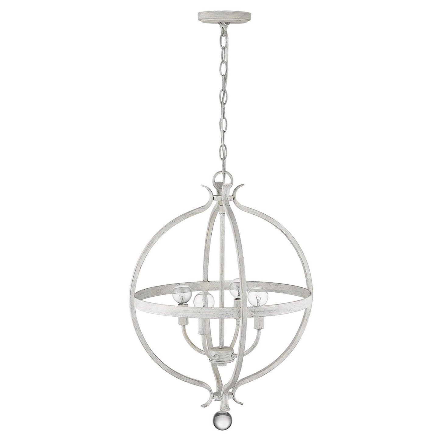 HomeRoots Callie 4-Light Country Pendant Lighting in White Finish
