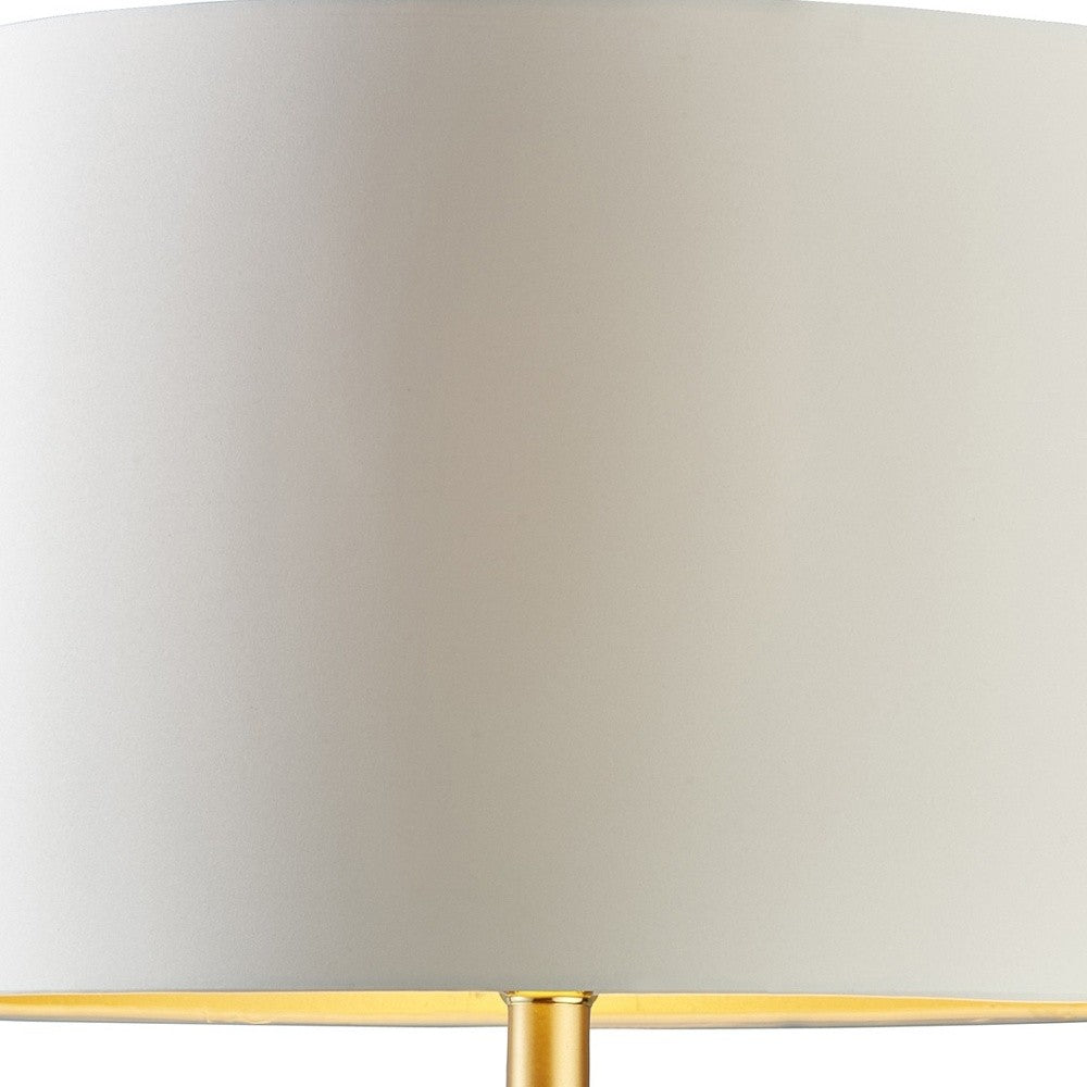 HomeRoots Carved Table Lamp in White and Gold Finish