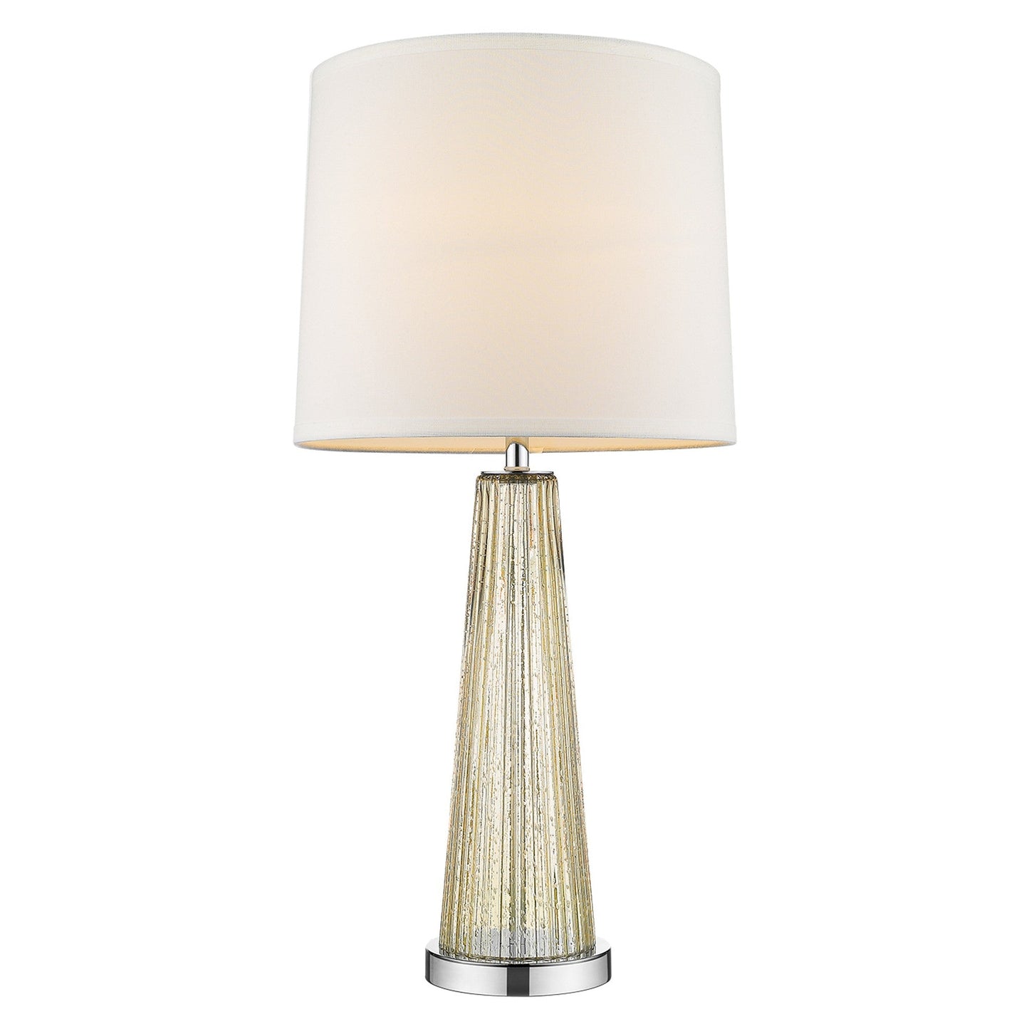 HomeRoots Chiara 1-Light Champagne Glass And Polished Chrome Table Lamp With Off White Shantung Shade