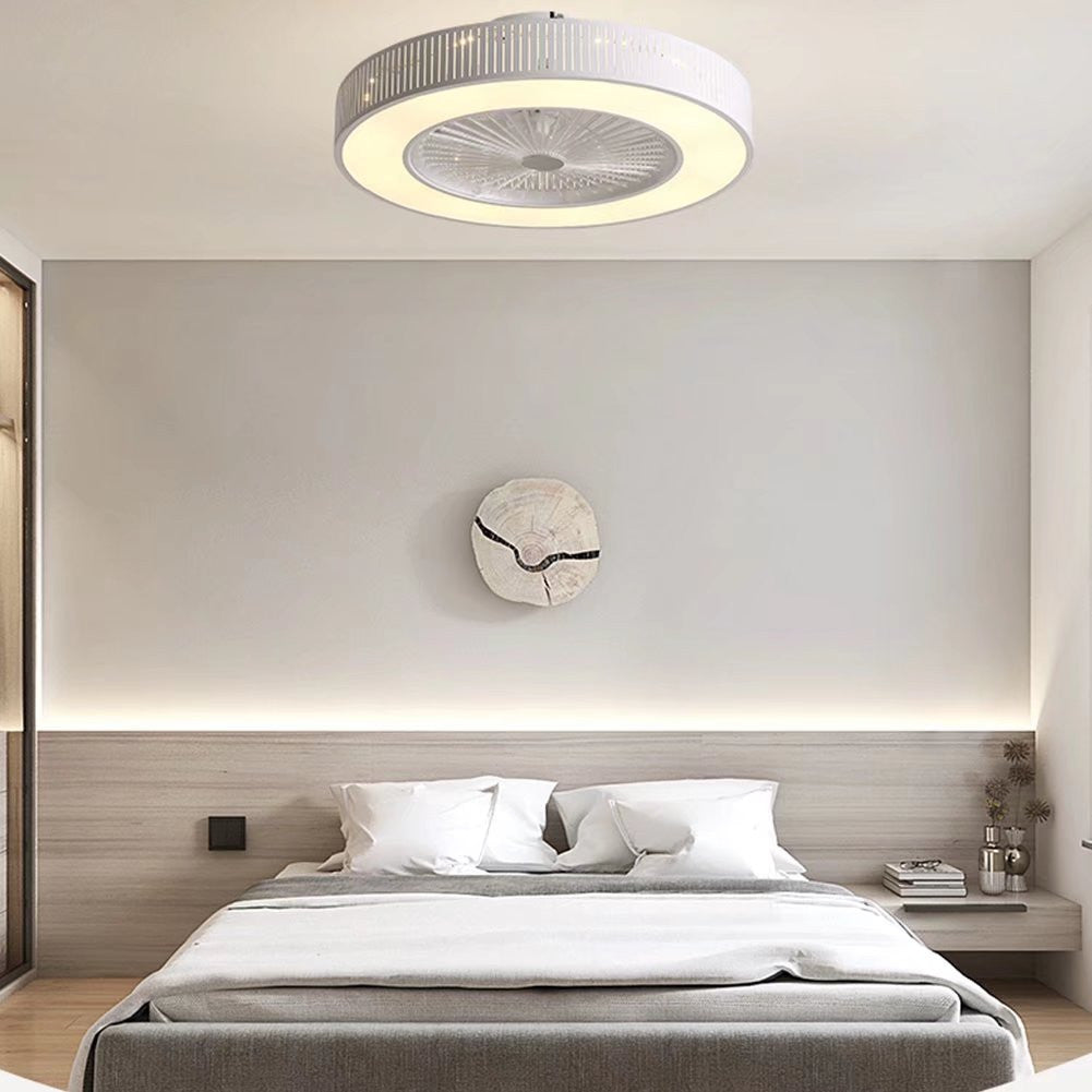 HomeRoots Classy Ceiling Fan And Round LED Lamp in White Finish
