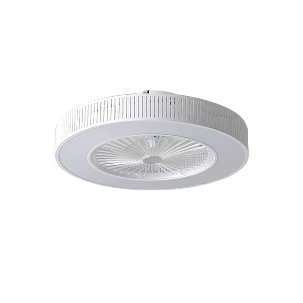 HomeRoots Classy Ceiling Fan And Round LED Lamp in White Finish