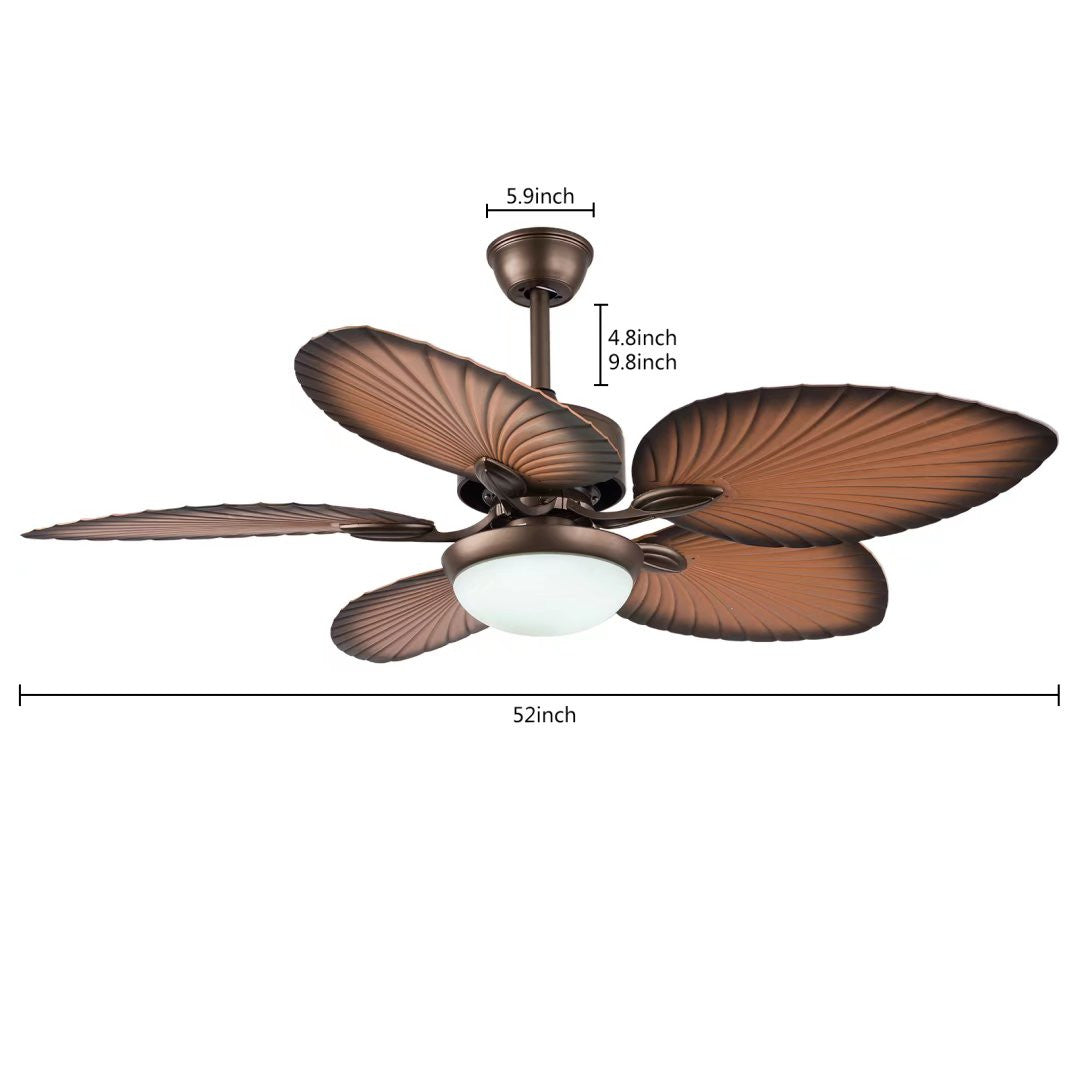HomeRoots Classy Metal Ceiling Fan And LED Lamp With Bronze Finish