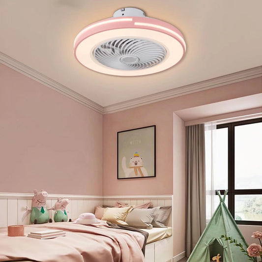 HomeRoots Compact LED Ceiling Fan and Light With Pink Finish