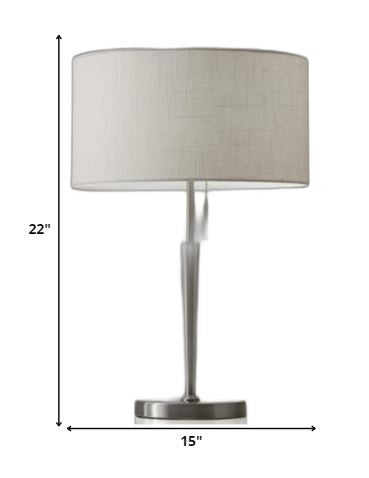 HomeRoots Contemporary Metal Table Lamp With Brushed Steel Finish