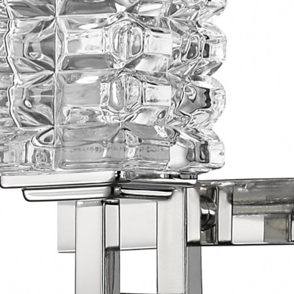 HomeRoots Coralie 3-Light Wall Sconce With Pressed Crystal Shades in Polished Nickel Finish