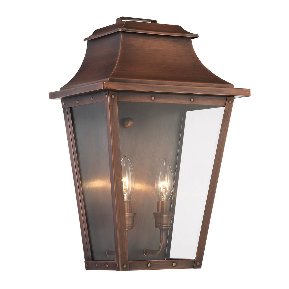 HomeRoots Coventry 2-Light Patina Pocket Wall Light in Copper Finish