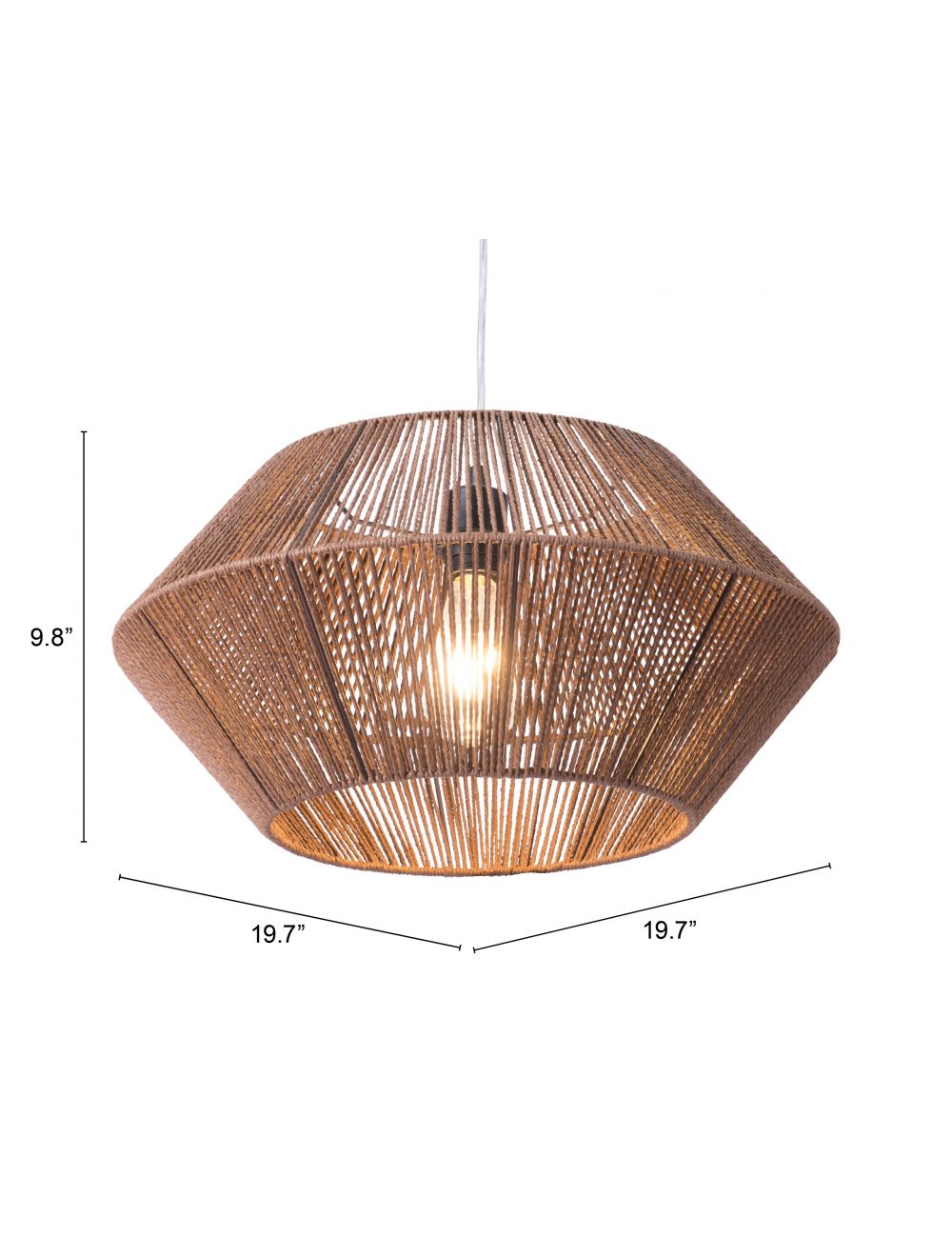 HomeRoots Dashy Ceiling Lamp With Brown Shade