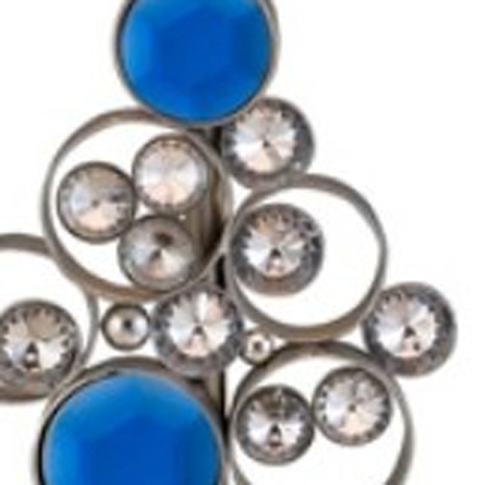 HomeRoots Dazzling Faux Crystal And Turquoise Table Lamp in Silver Finish
