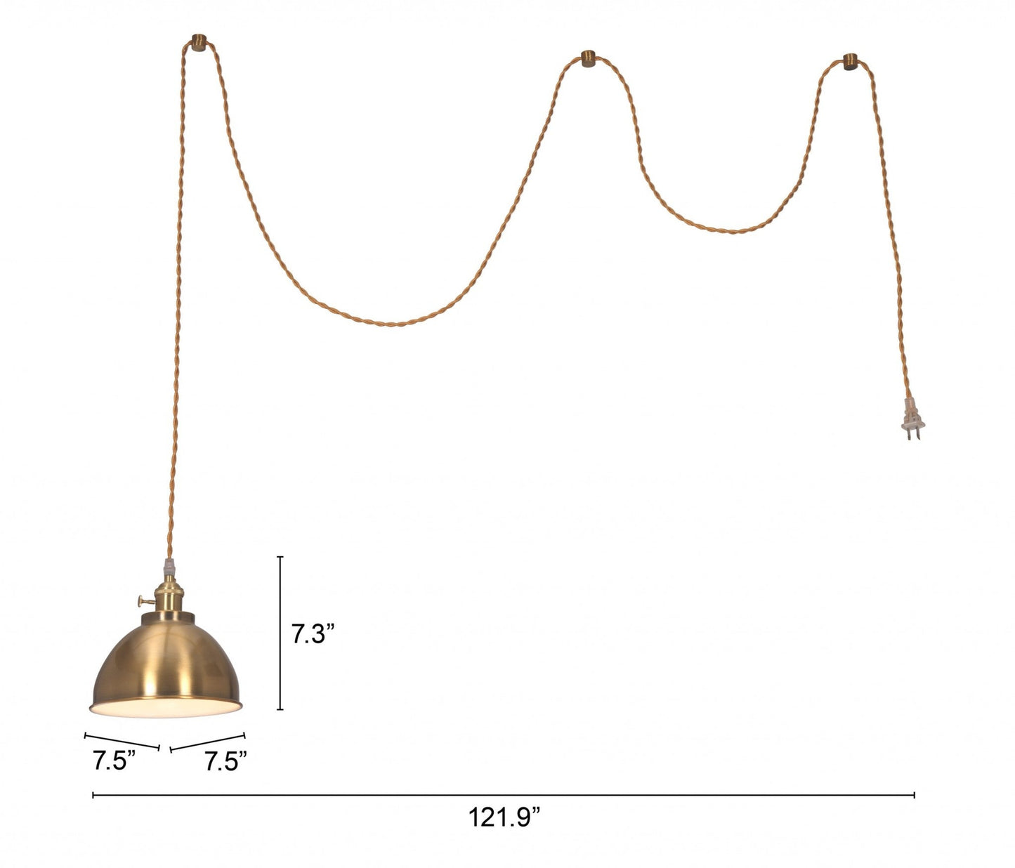 HomeRoots Dimmable Ceiling Light With Empire Brass Shades