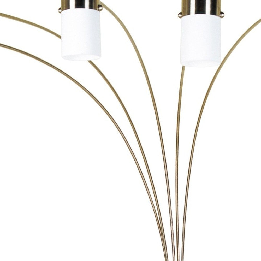HomeRoots Five Light Gold Metal Floor Lamp With White Shade