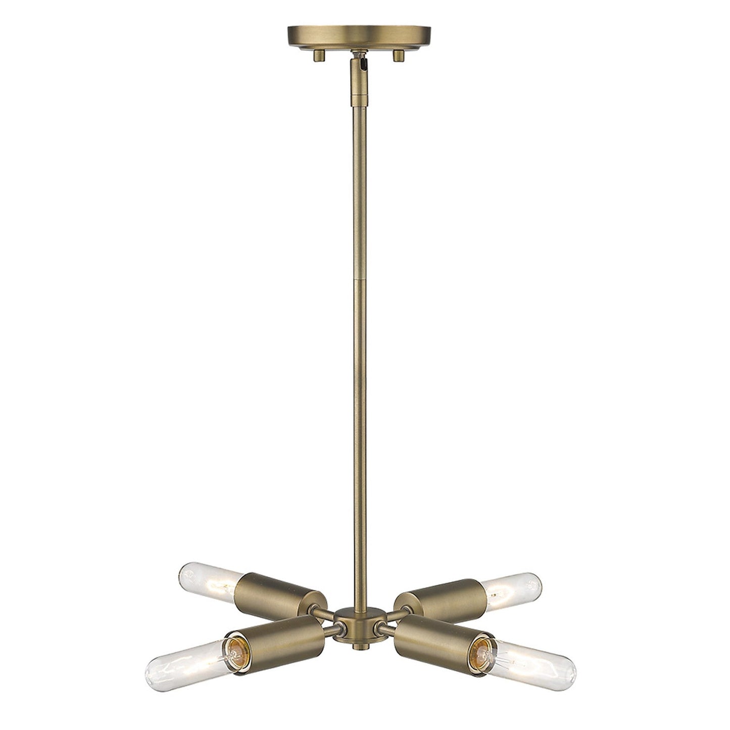 HomeRoots Four Light Hanging Chandelier in Dull Gold Finish