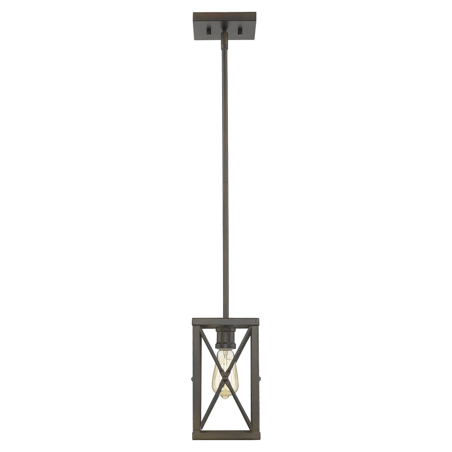 HomeRoots Geometric Mini Pendant Hanging Light in Bronze Metal Finish