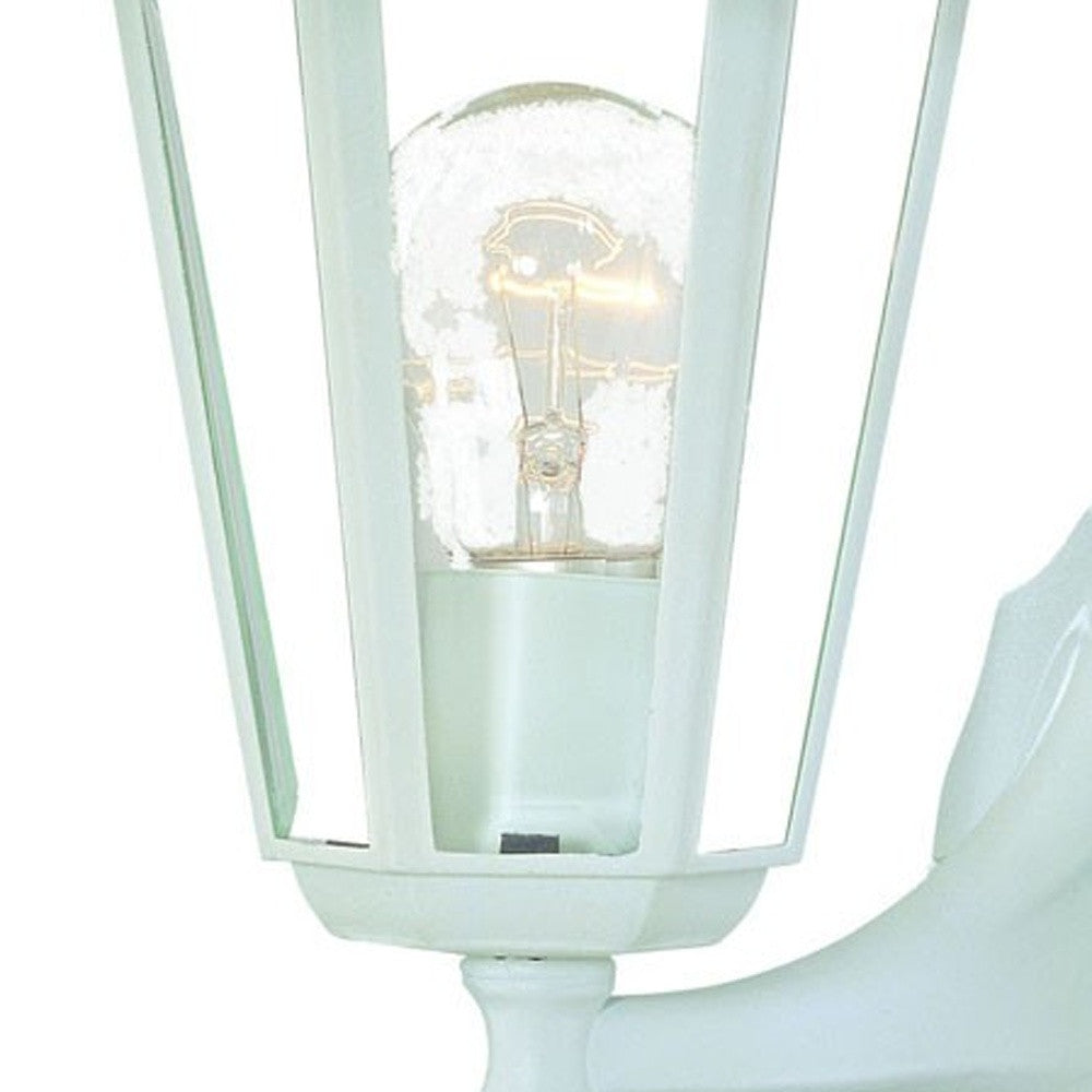 HomeRoots Glass Lantern Wall Light With White Finish