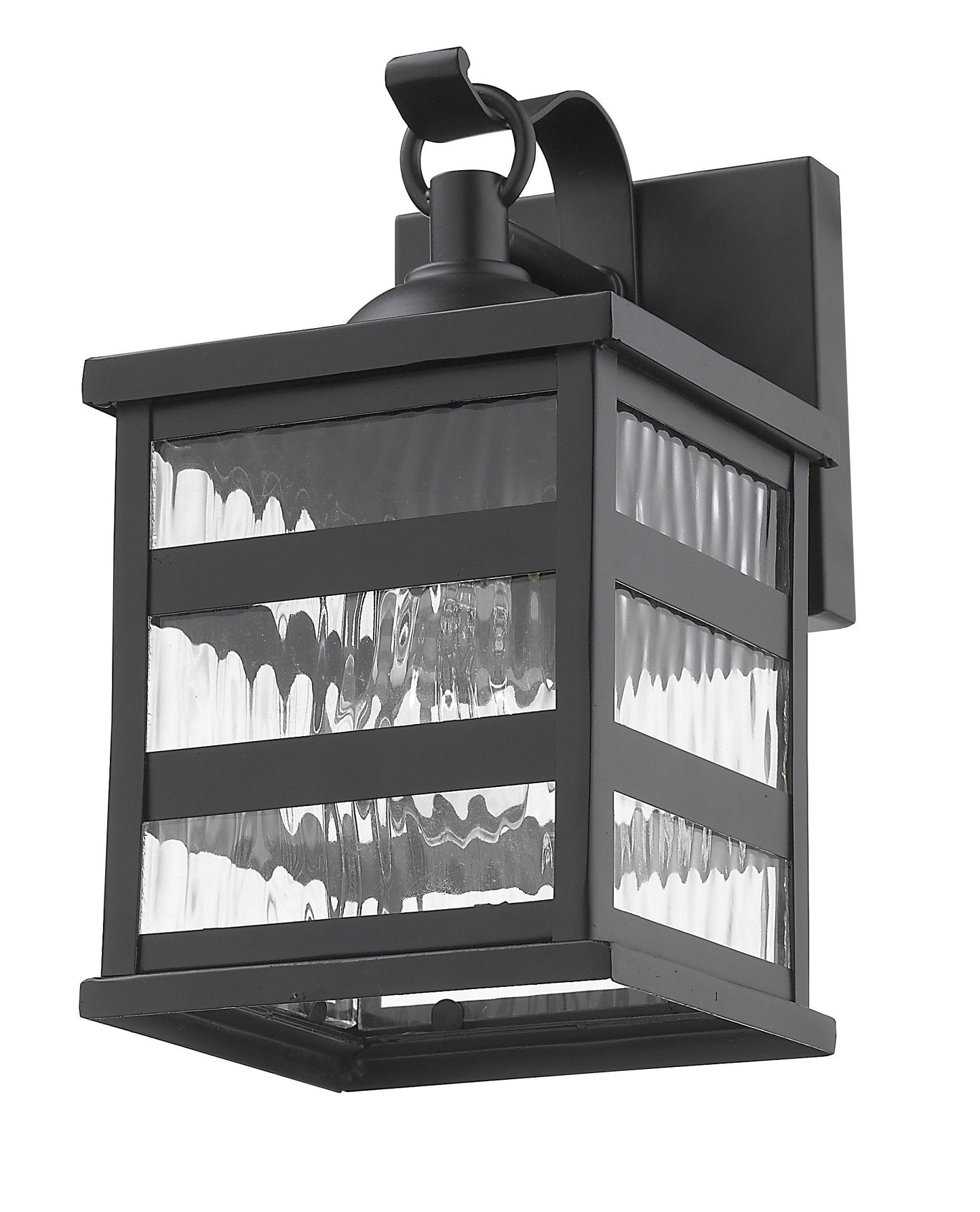 HomeRoots Glass Panel Outdoor Cage Light in Matte Black Finish