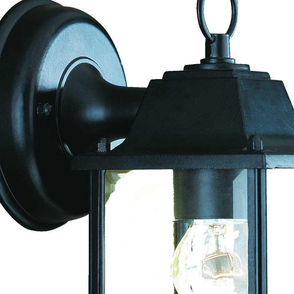 HomeRoots Hanging Glass Lantern Wall Light With Matte Black Finish