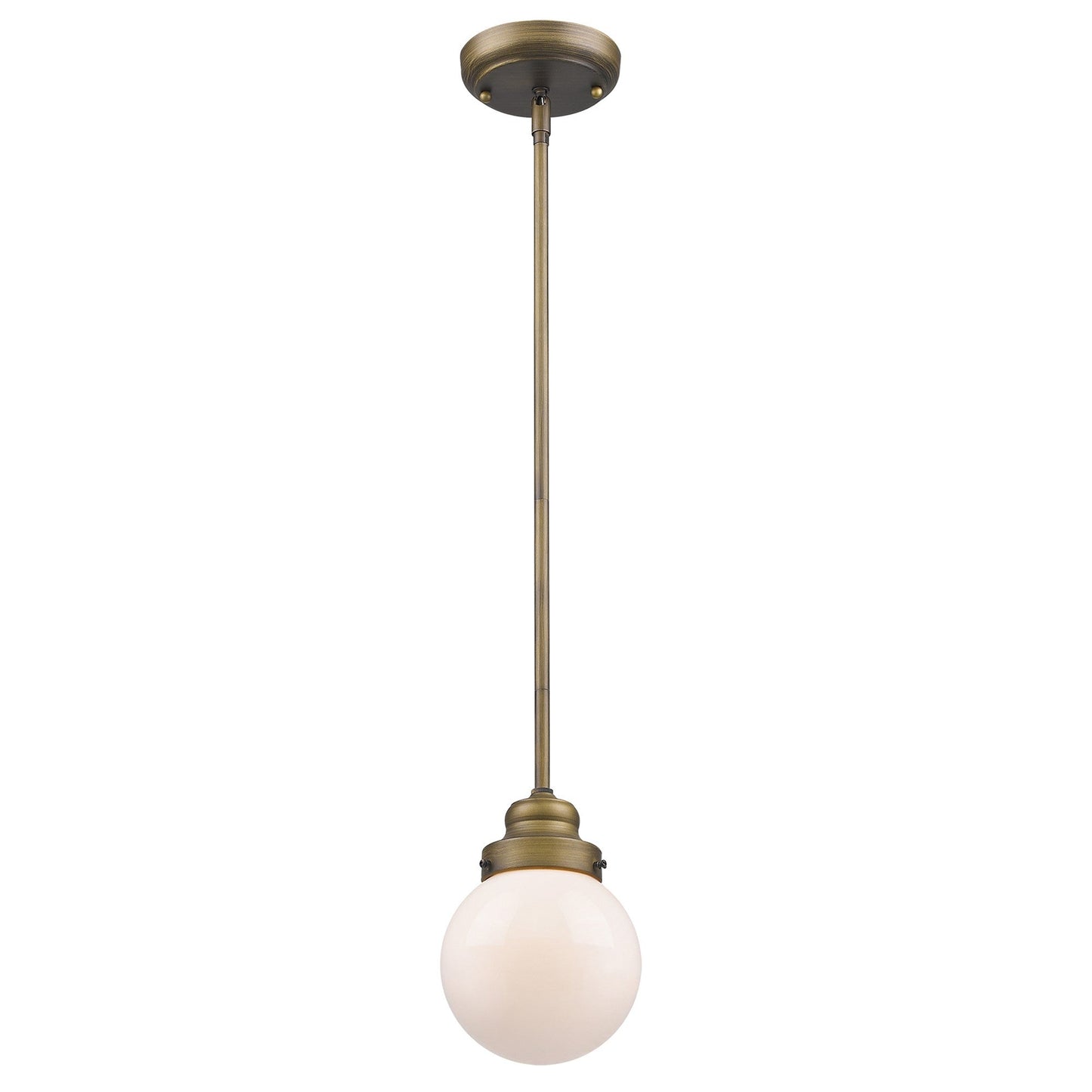 HomeRoots Hanging With Round Glass Shade in Brushed Gold Metal Finish