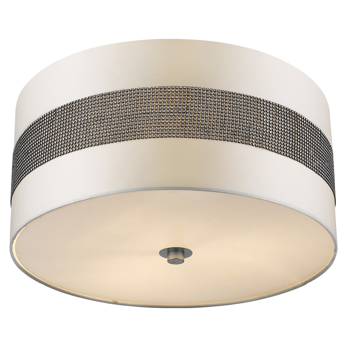 HomeRoots Harmony 3-Light Pendant With Crystal Studded Platinum Sheen Shade and Metallic Silver Finish