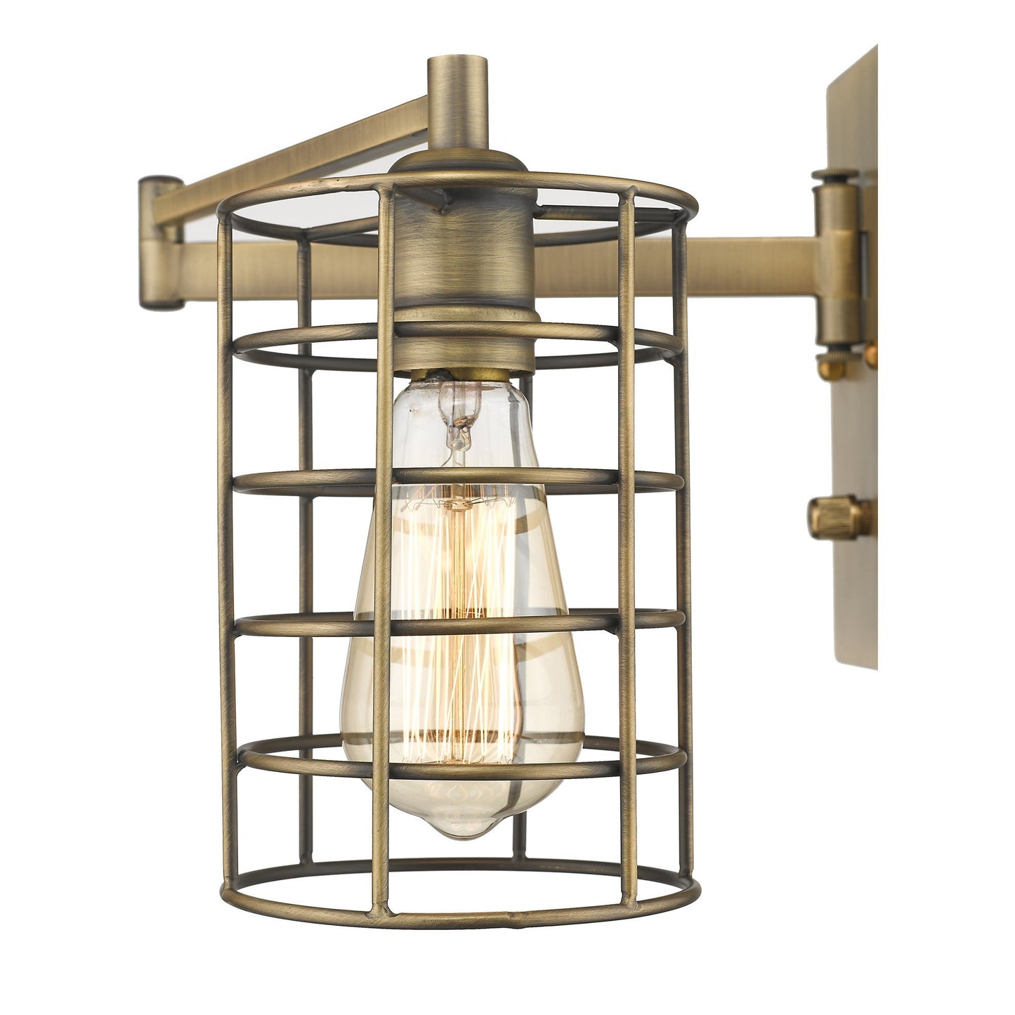 HomeRoots Industrial Metal Wall Sconce in Gold Finish