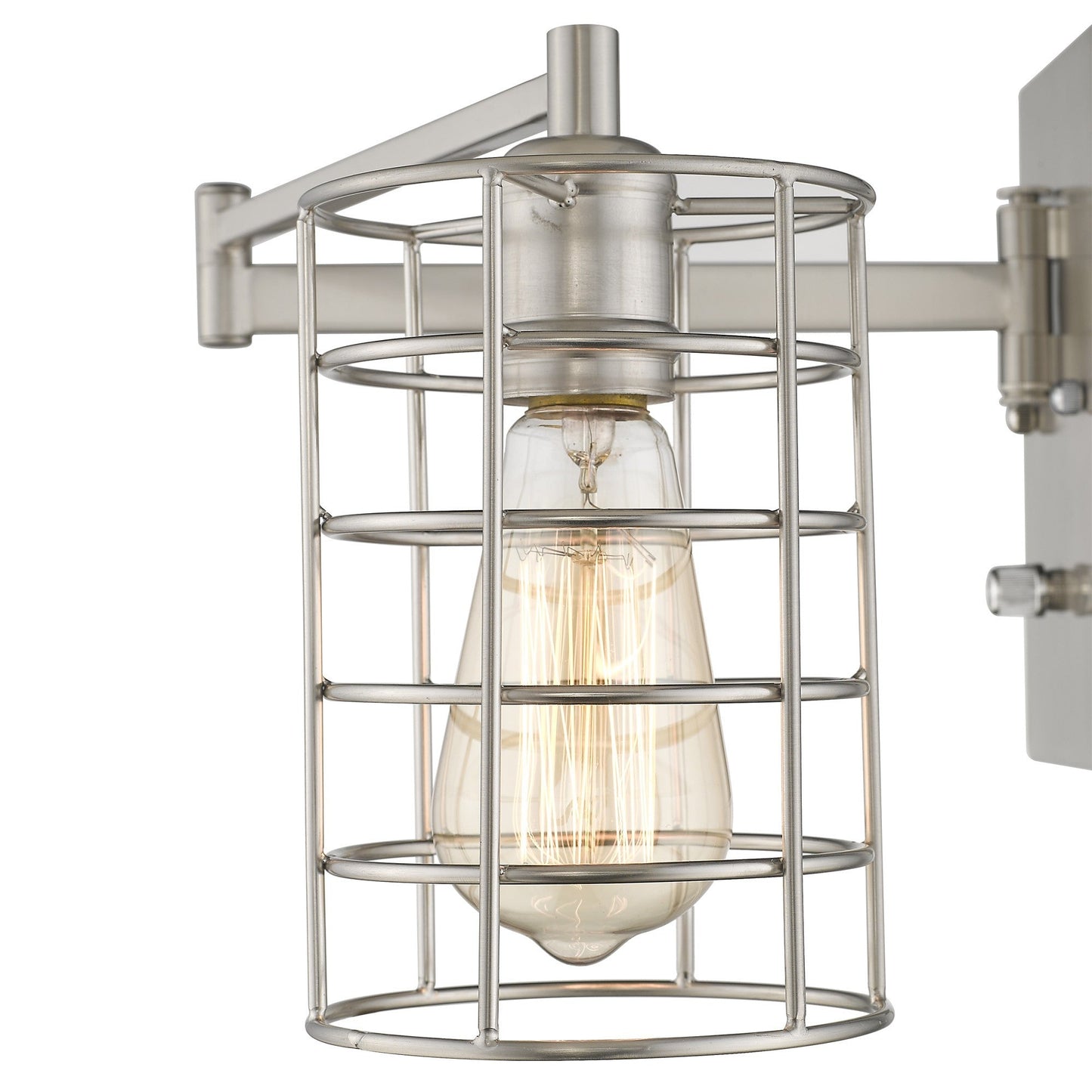 HomeRoots Industrial Wall Sconce With Silver Metal Finish