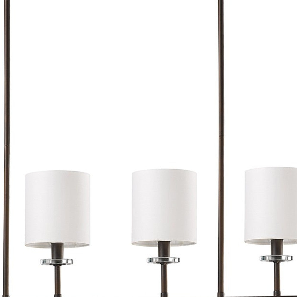 HomeRoots Kara 4-Light Island Pendant With Fabric Shades And Crystal Bobeches in Oil Rubbed Bronze Finish
