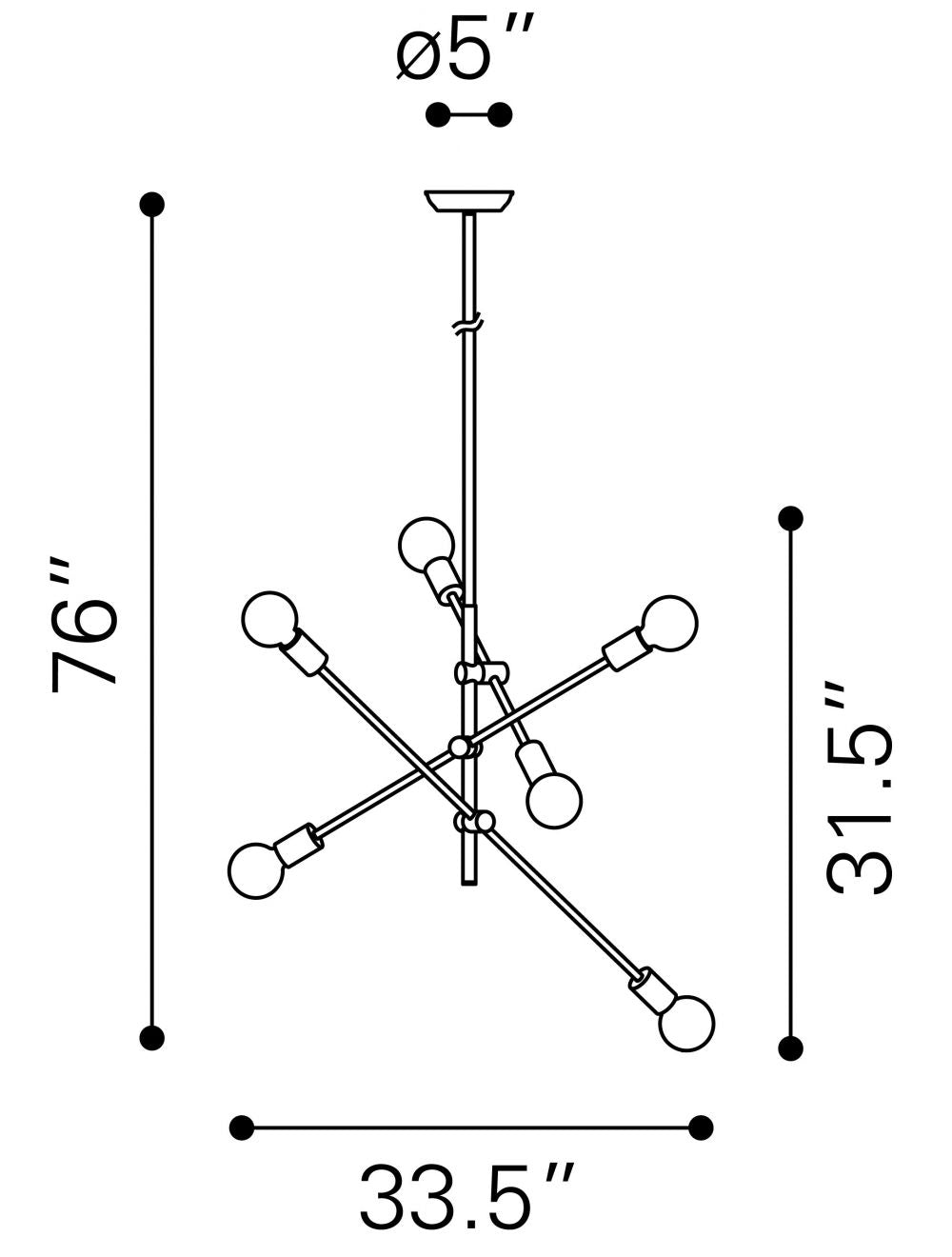 HomeRoots Labyrinthine Six Light Ceiling Lamp in Chrome Finish