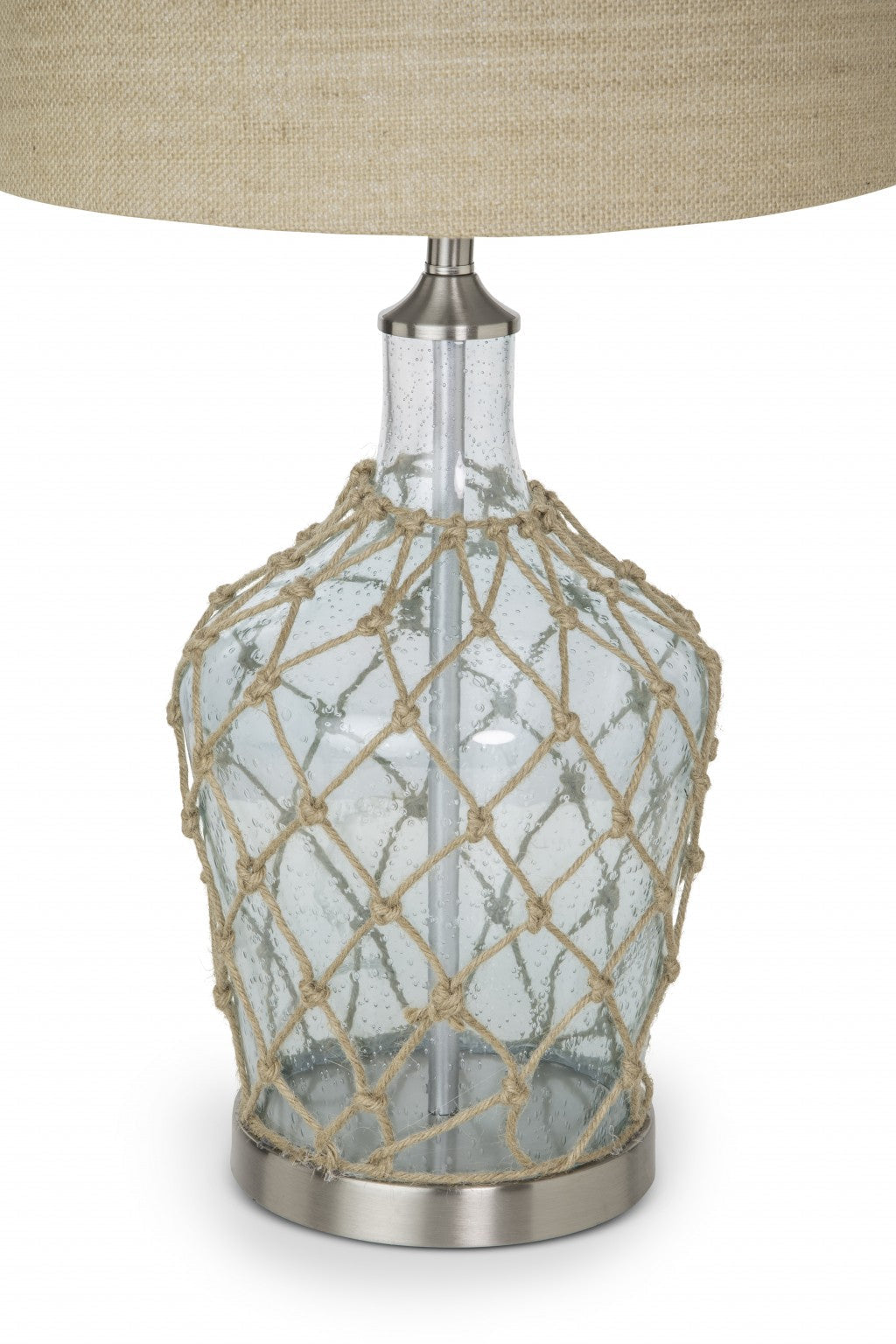 HomeRoots Light Blue Bubble Glass Coastal Table Lamps in Set of Two