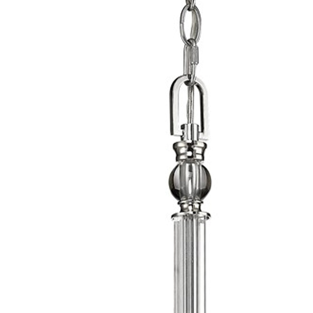 HomeRoots Lily 5-Light Polished Nickel Chandelier With Fabric Shades And Crystal Accents
