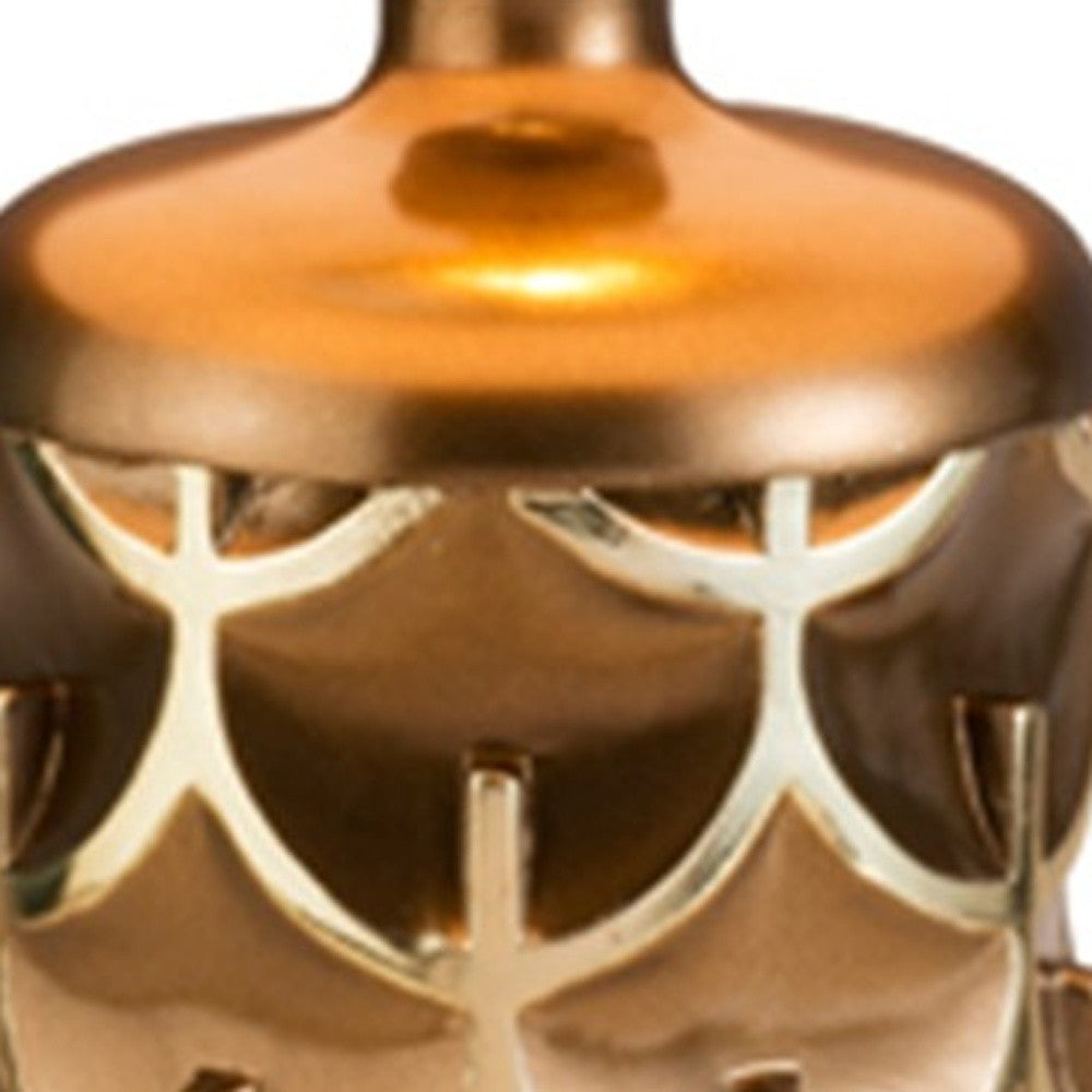 HomeRoots Magestic Geo Table Lamp With Brown and Gold Finish