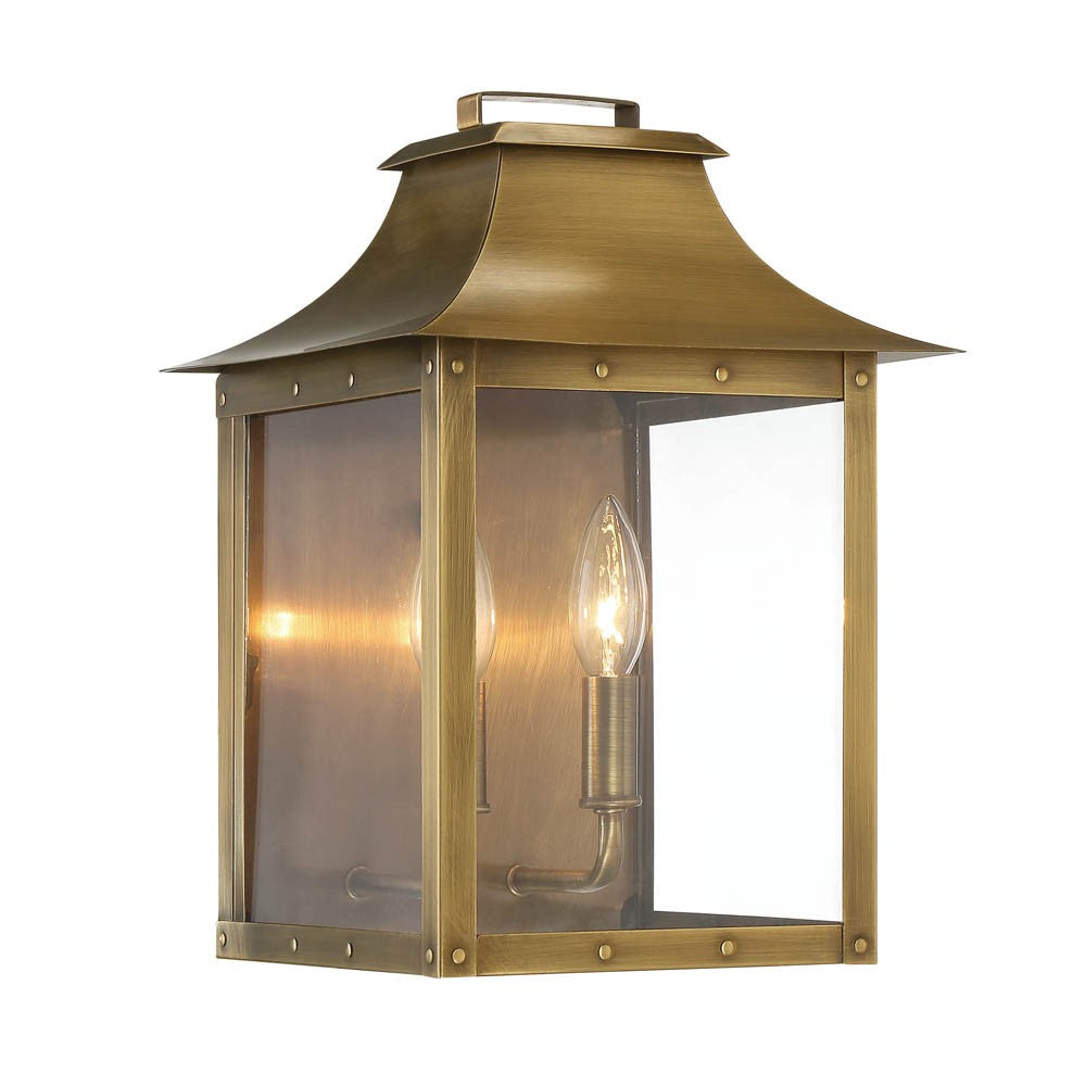 HomeRoots Manchester 2-Light Pocket Wall Light With Aged Brass Finish