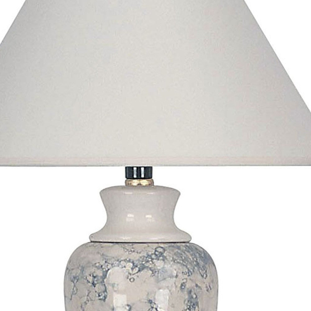 HomeRoots Marbled Ceramic Table Lamp in Ivory Finish